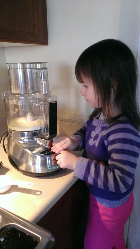 My cousin is a pro at operating the 'pulse' button on the food processor. She is also better at cracking eggs than I am!